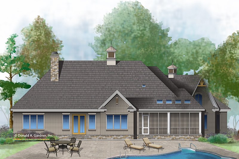 Architectural House Design - Exterior - Rear Elevation 1 for Country House Plan #929-1006 - 3 bed, 3.5 bath