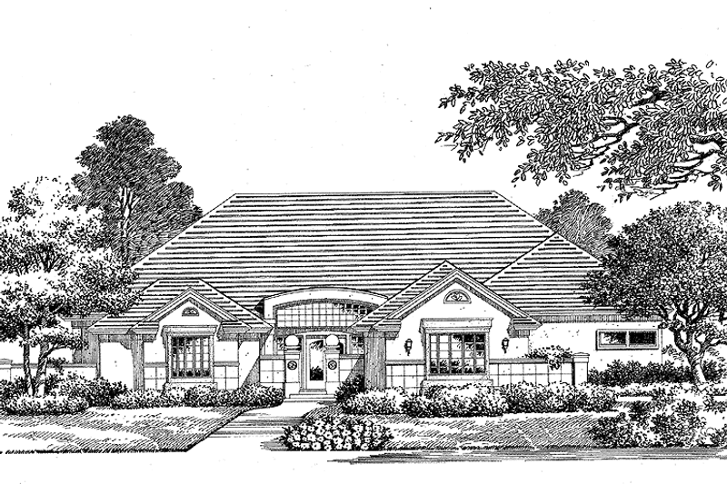 Home Plan - Exterior - Front Elevation 3 for Mediterranean House Plan #999-31 - 4 bed, 3.5 bath