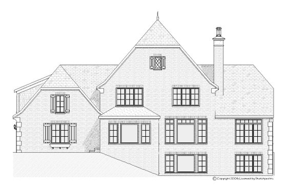 Exterior - Rear Elevation for European House Plan #901-34 - 4 bed, 3.5 bath