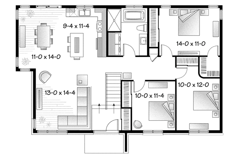 Home Plan - Floor Plan - Main Floor for Contemporary House Plan #23-2567 - 3 bed, 1 bath