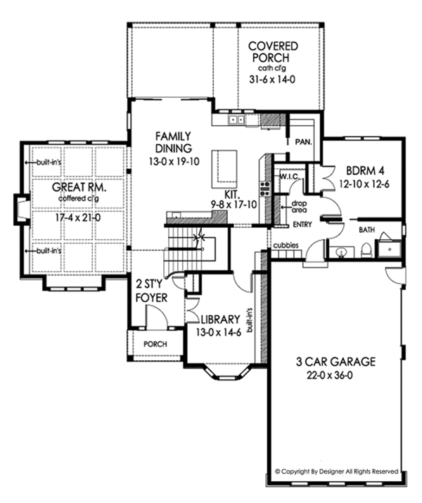 House Design - Traditional Floor Plan - Main Floor Plan #1010-205