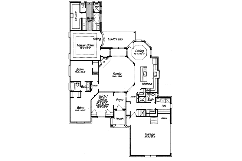 House Blueprint - Floor Plan - Main Floor for Country House Plan #946-14 - 4 bed, 3 bath