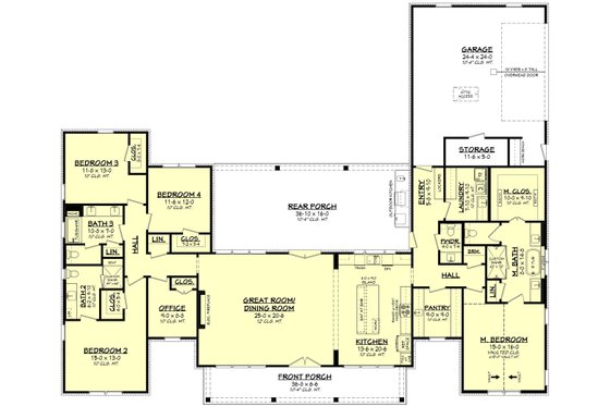 Floor Plan - Main Floor for Farmhouse House Plan #430-420 - 4 bed, 3.5 bath