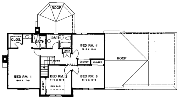 Architectural House Design - Colonial Floor Plan - Upper Floor Plan #1001-145