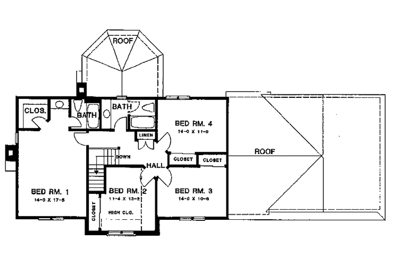 Dream House Plan - Floor Plan - Upper Floor for Colonial House Plan #1001-145 - 4 bed, 2.5 bath