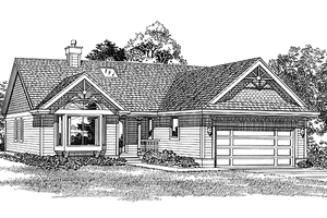 Architectural House Design - Exterior - Front Elevation for Ranch House Plan #47-806 - 3 bed, 2 bath