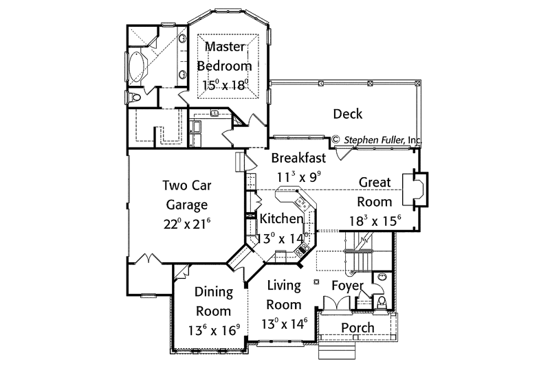 Home Plan - Floor Plan - Main Floor for Country House Plan #429-372 - 4 bed, 3.5 bath