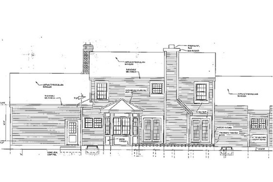 Exterior - Rear Elevation for Farmhouse House Plan #3-295 - 4 bed, 2.5 bath