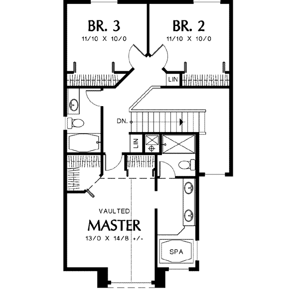 House Design - Traditional Floor Plan - Upper Floor Plan #48-196