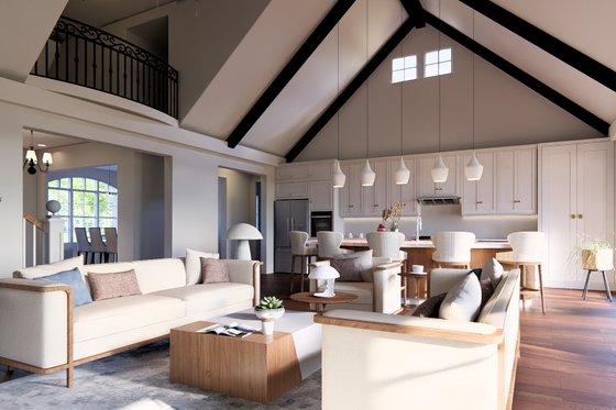 Interior - Family Room for European House Plan #17-3447 - 5 bed, 3.5 bath