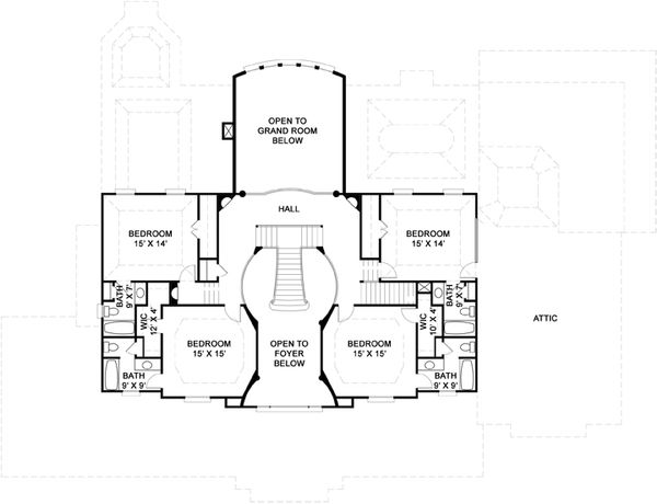 Architectural House Design - Southern Floor Plan - Upper Floor Plan #119-198