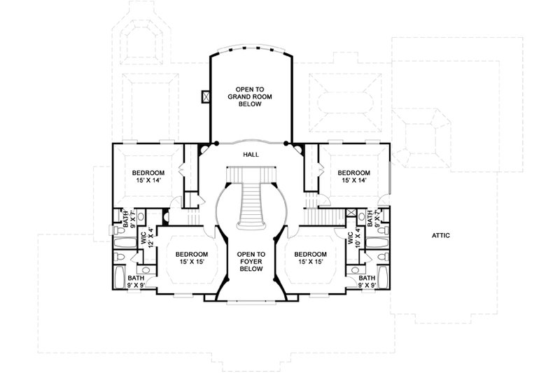 House Blueprint - Floor Plan - Upper Floor for Southern House Plan #119-198 - 5 bed, 5.5 bath