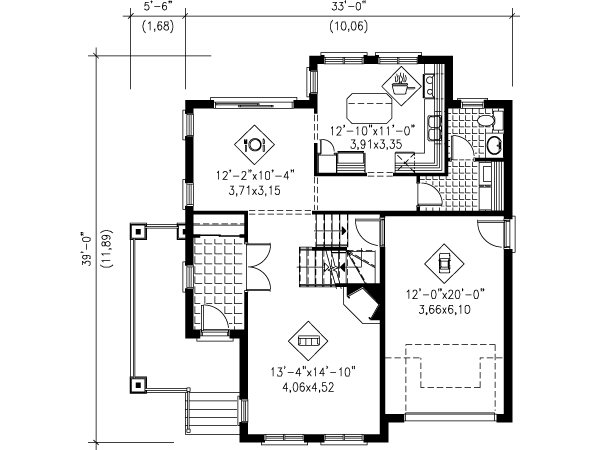 House Blueprint - European Floor Plan - Main Floor Plan #25-4161