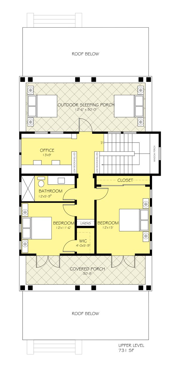 Craftsman Floor Plan - Upper Floor Plan #888-12