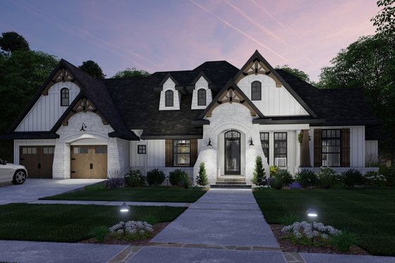 Exterior - Front Elevation 3 for Farmhouse House Plan #120-264 - 4 bed, 3 bath