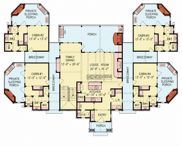 House Design - Floor Plan - Main Floor for Craftsman House Plan #54-706 - 4 bed, 4.5 bath