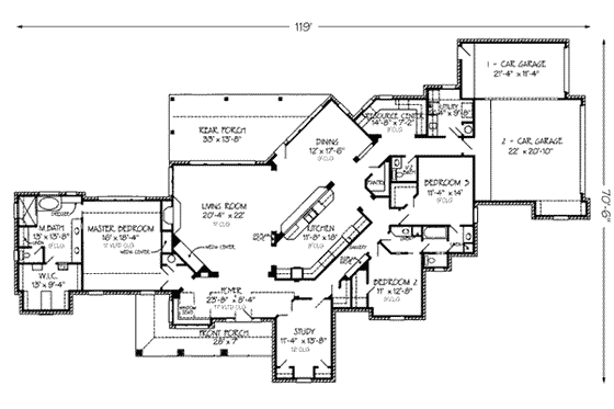 Floor Plan - Main Floor for European House Plan #410-174 - 3 bed, 2.5 bath