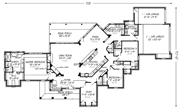 Architectural House Design - European Floor Plan - Main Floor Plan #410-174