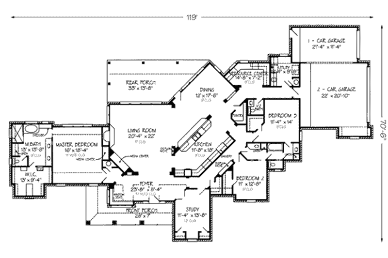 Home Plan - Floor Plan - Main Floor for European House Plan #410-174 - 3 bed, 2.5 bath