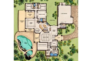 Floor Plan - Main Floor for Mediterranean House Plan #548-1 - 4 bed, 3 bath