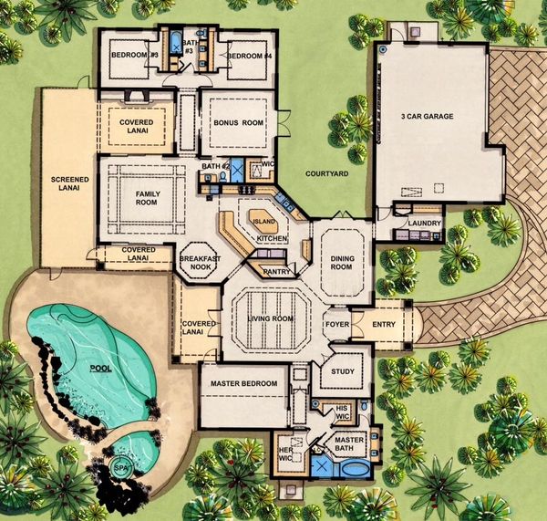 Mediterranean Floor Plan - Main Floor Plan #548-1