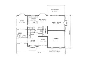 Floor Plan - Main Floor for European House Plan #10-203 - 3 bed, 2.5 bath