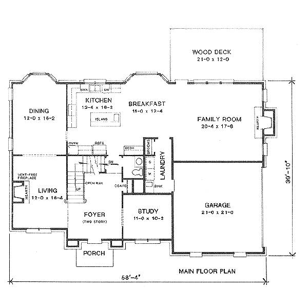 House Blueprint - European Floor Plan - Main Floor Plan #10-203
