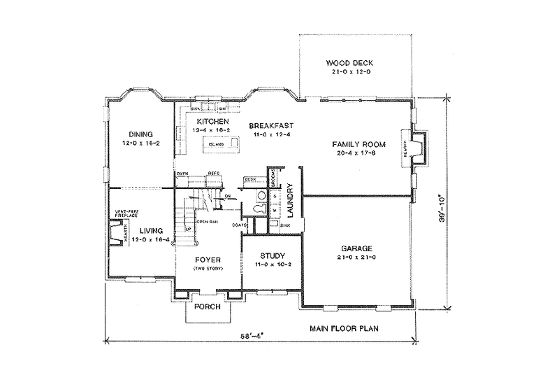 House Plan Design - Floor Plan - Main Floor for European House Plan #10-203 - 3 bed, 2.5 bath