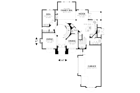 Floor Plan - Main Floor for Mediterranean House Plan #48-181 - 6 bed, 2.5 bath