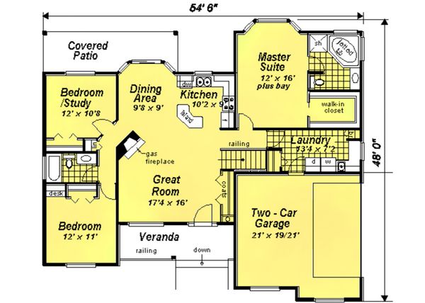 House Design - Ranch Floor Plan - Main Floor Plan #18-1057