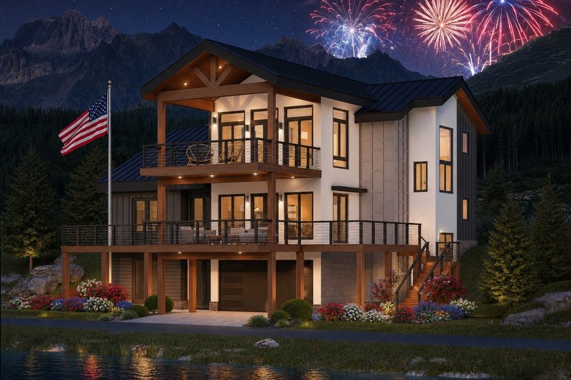 Architectural House Design - Exterior - Front Elevation 2 for Contemporary House Plan #932-1358 - 4 bed, 3 bath