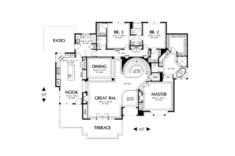 Architectural House Design - Floor Plan - Main Floor for Contemporary House Plan #48-429 - 4 bed, 3.5 bath