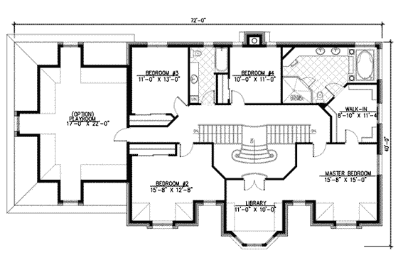 Floor Plan - Upper Floor for European House Plan #138-147 - 4 bed, 2.5 bath