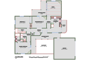 Floor Plan - Main Floor for Adobe / Southwestern House Plan #450-9 - 3 bed, 2 bath