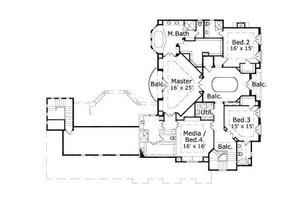 Floor Plan - Upper Floor for European House Plan #411-657 - 4 bed, 3.5 bath