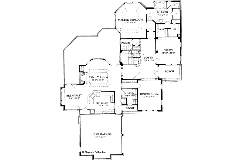 Architectural House Design - Floor Plan - Main Floor for Tudor House Plan #429-233 - 4 bed, 3.5 bath