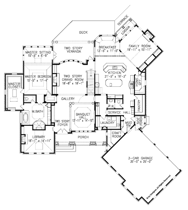 House Plan Design - European Floor Plan - Main Floor Plan #54-281