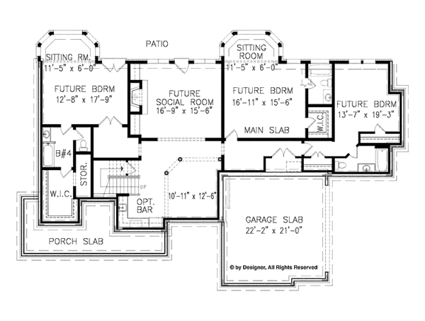 Dream House Plan - Ranch Floor Plan - Lower Floor Plan #54-361