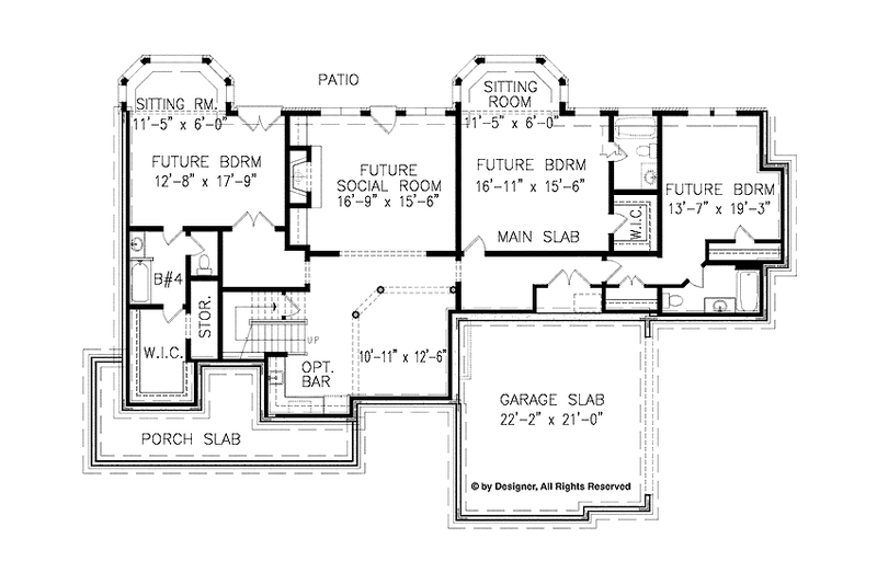 Home Plan - Floor Plan - Lower Floor for Ranch House Plan #54-361 - 3 bed, 2 bath