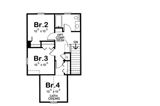 Floor Plan - Upper Floor for Bungalow House Plan #20-2082 - 4 bed, 2 bath
