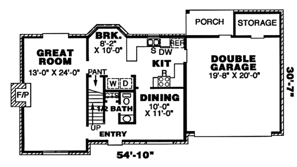House Plan Design - Colonial Floor Plan - Main Floor Plan #34-254