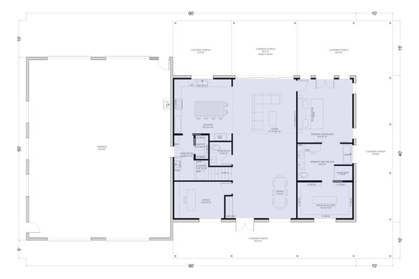 Barndominium Floor Plan - Main Floor Plan #1107-26