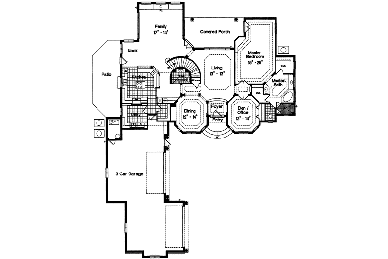 House Plan Design - Floor Plan - Main Floor for European House Plan #417-711 - 3 bed, 2 bath