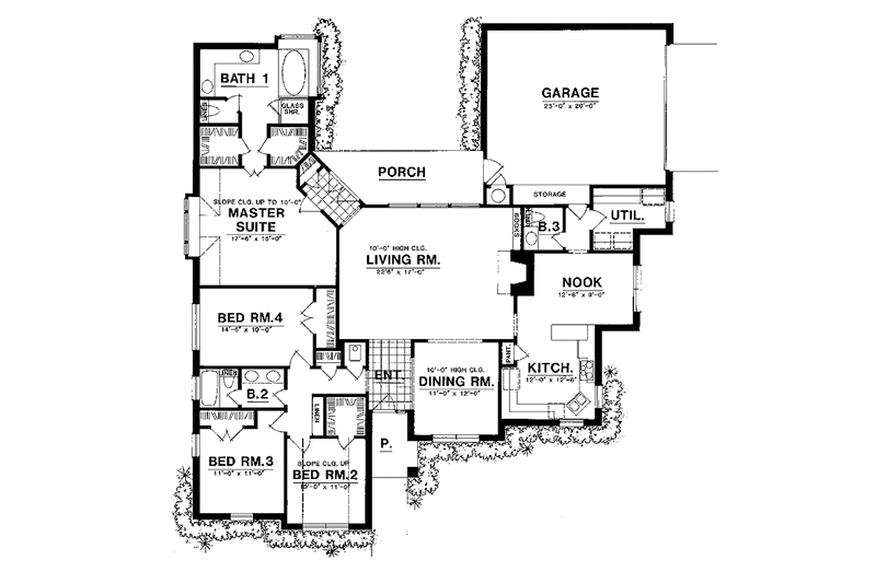Dream House Plan - Floor Plan - Main Floor for Ranch House Plan #40-451 - 4 bed, 2.5 bath