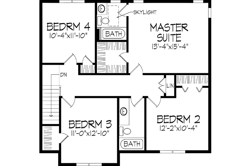 Architectural House Design - Floor Plan - Upper Floor for Tudor House Plan #51-835 - 4 bed, 2.5 bath