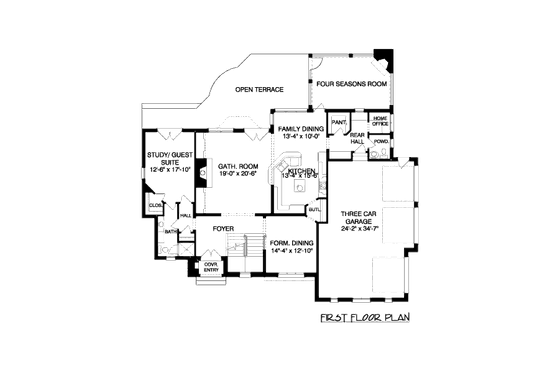Floor Plan - Main Floor for European House Plan #413-858 - 4 bed, 4.5 bath
