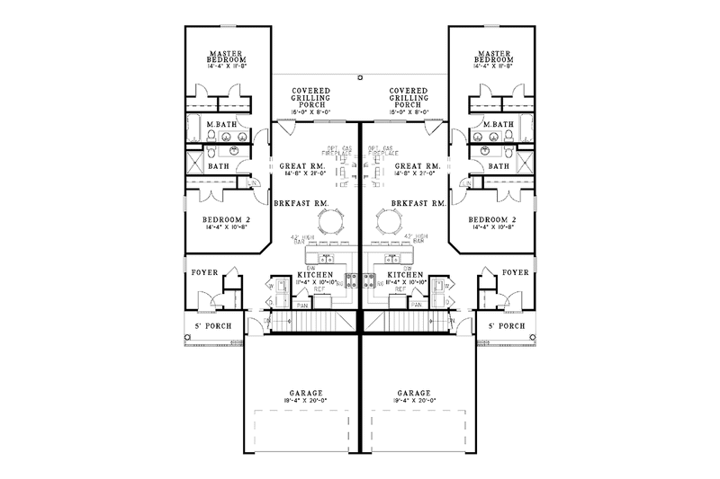 Home Plan - Floor Plan - Main Floor for Ranch House Plan #17-3051 - 4 bed, 4 bath