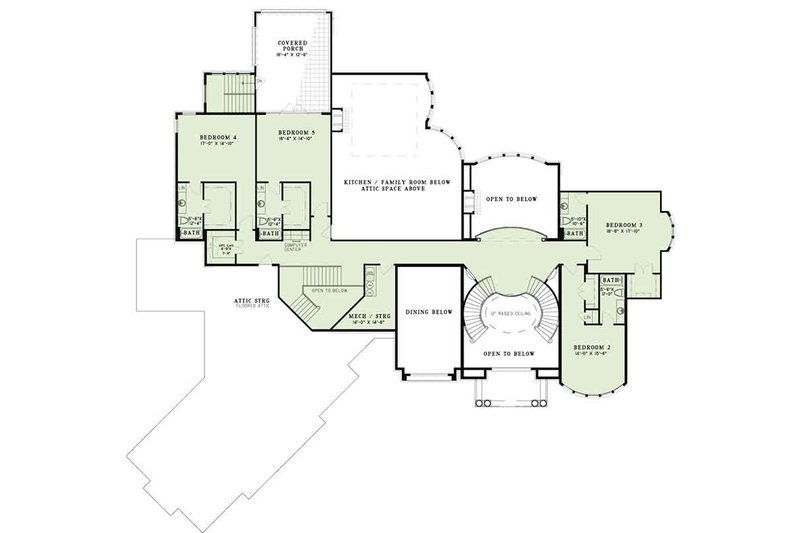 Architectural House Design - Floor Plan - Upper Floor for European House Plan #17-3401 - 6 bed, 6 bath