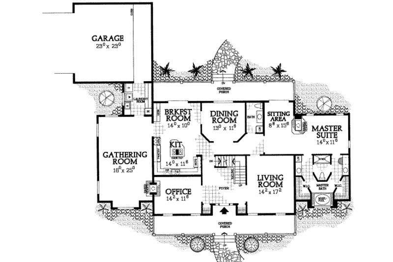 Home Plan - Floor Plan - Main Floor for Colonial House Plan #72-472 - 3 bed, 2.5 bath