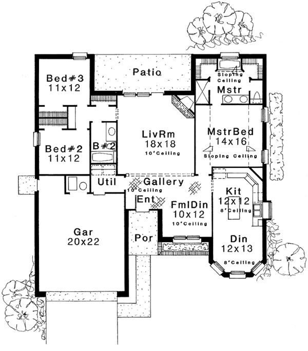 House Design - Ranch Floor Plan - Main Floor Plan #310-1042